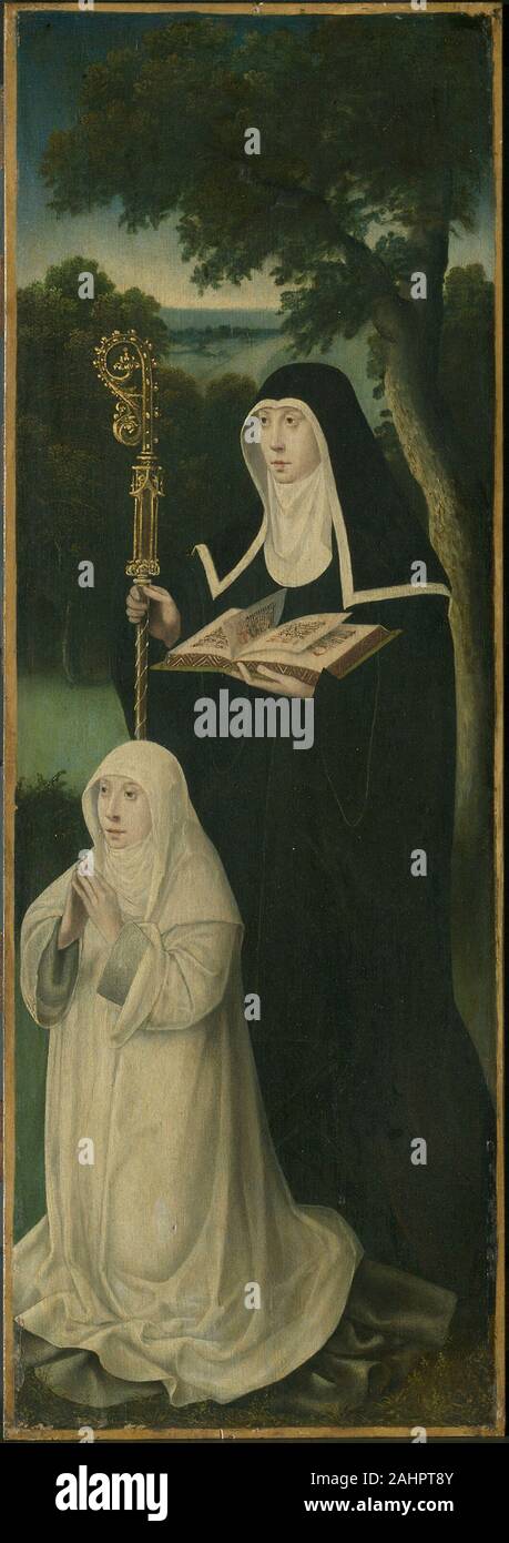 Northern Netherlandish School. Saint Gertrude of Nivelles and an Augustinian Canoness. 1525–1550. Northern Netherlands. Oil on panel Stock Photo