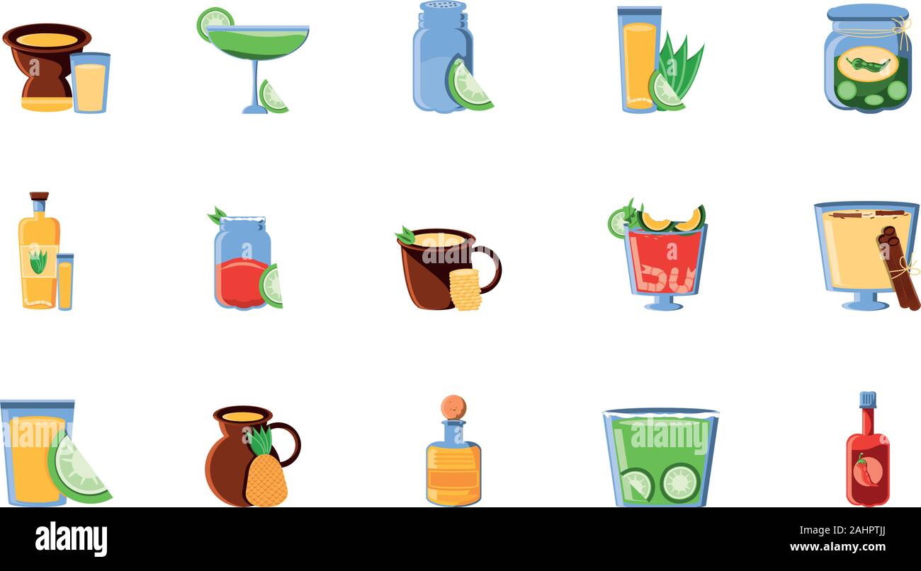 bundle mexican traditional set icons vector illustration design Stock Vector