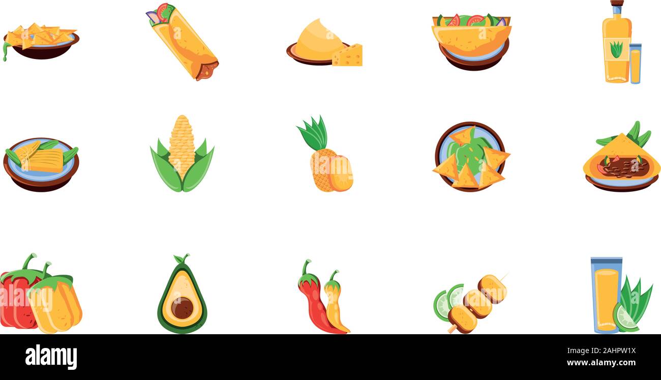 bundle mexican traditional set icons vector illustration design Stock Vector