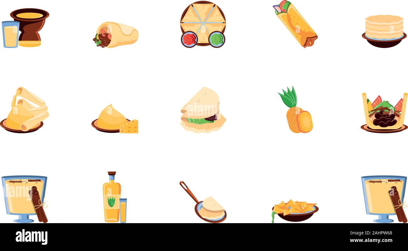 bundle mexican traditional set icons vector illustration design Stock Vector