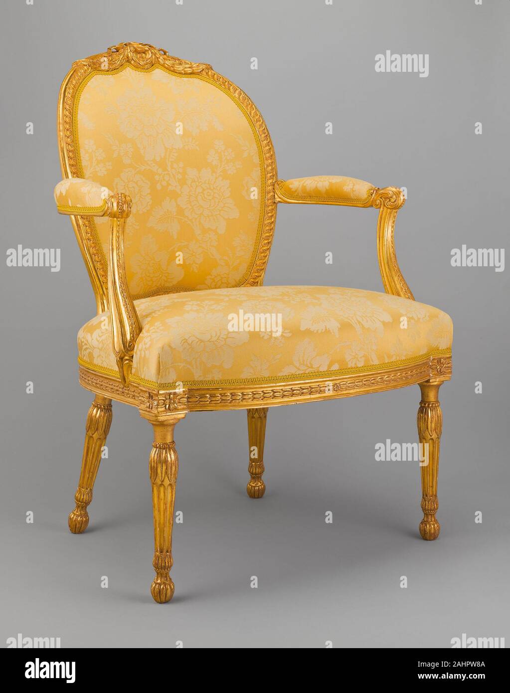 Thomas Chippendale, I. Armchair. 1770–1775. England. Giltwood and modern upholstery Stock Photo