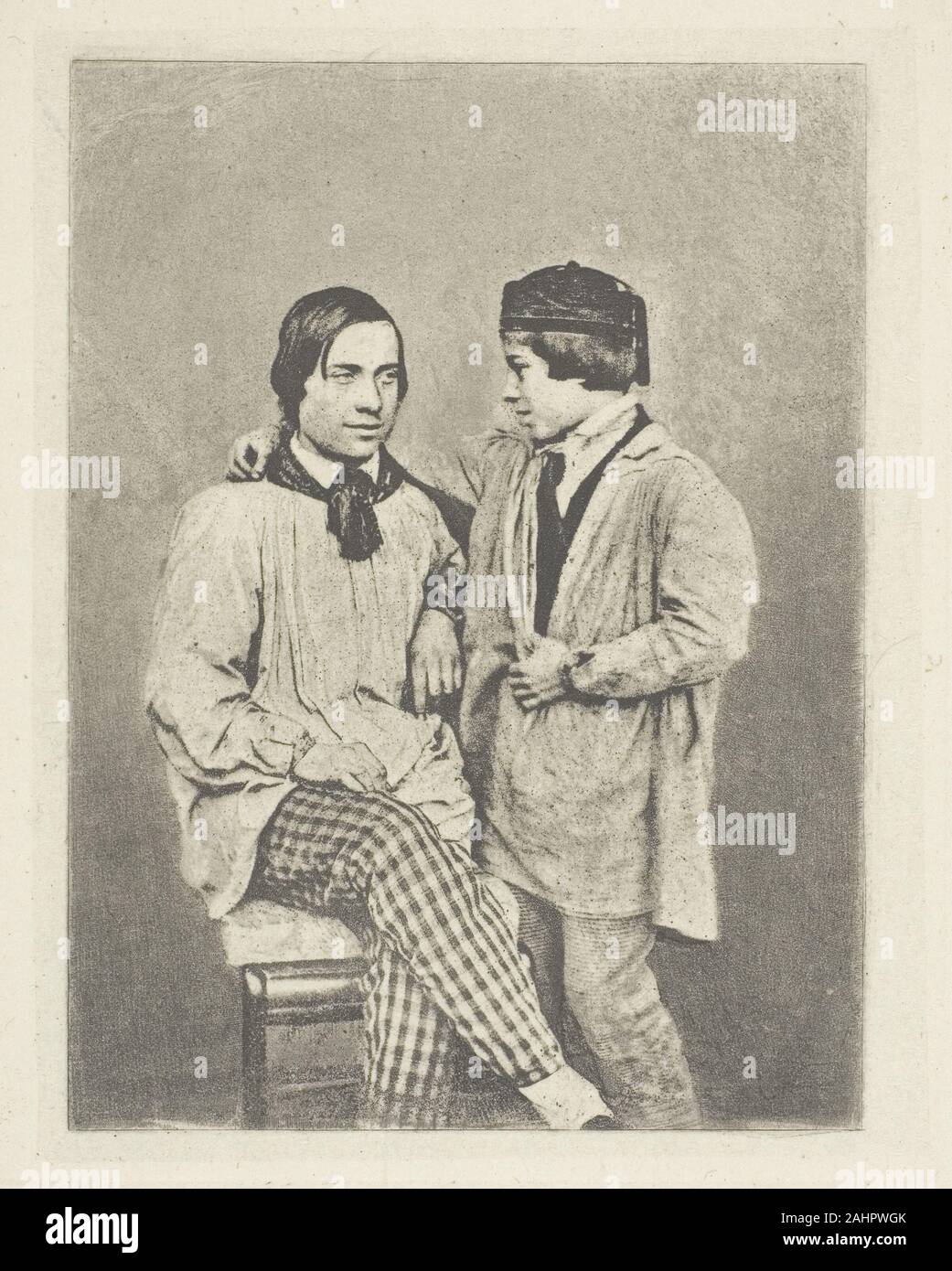 Armand-Hippolyte-Louis Fizeau. Peasant Father and His Son. 1842. France. Photogravure Stock Photo