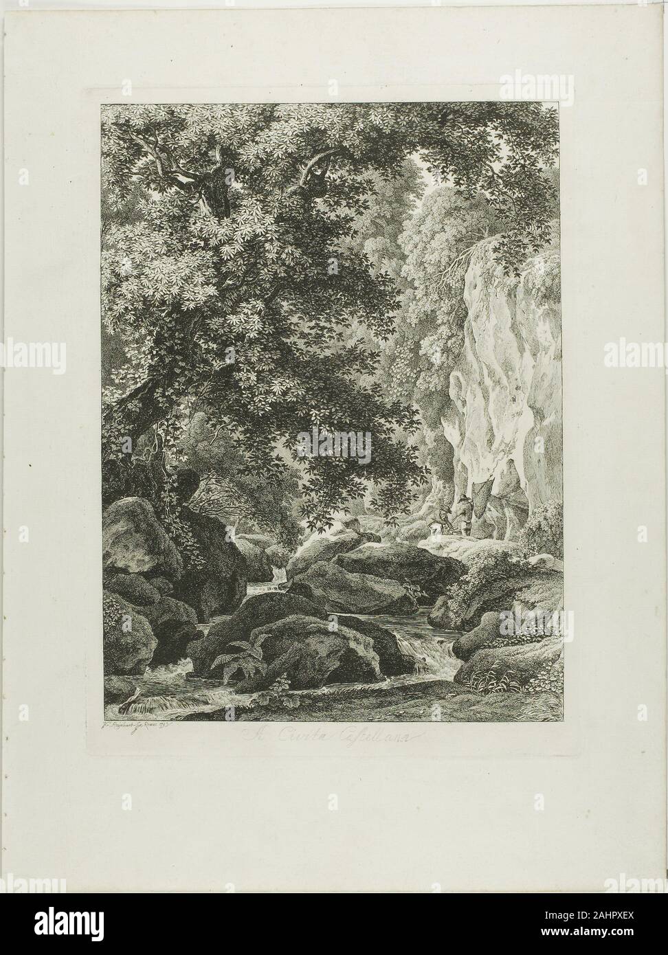 Johann Christian Reinhart. A Civita Castellana, from Malerisch Radierte Prospekte aus Italien. 1793. Germany. Etching on ivory laid paper Stock Photo