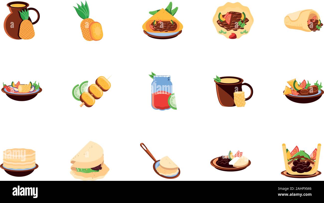 bundle mexican traditional set icons vector illustration design Stock Vector