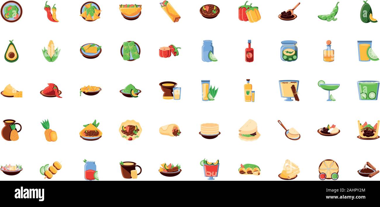 bundle mexican traditional set icons vector illustration design Stock Vector