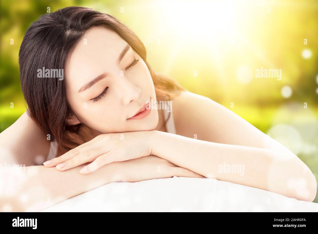 closeup young beauty with healthy perfect skin Stock Photo