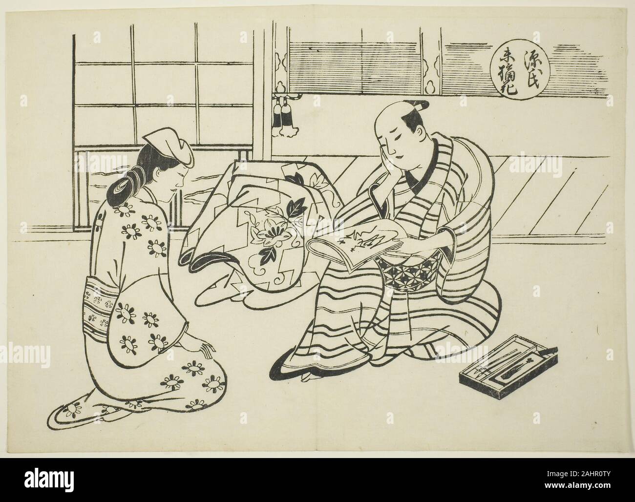 Okumura Masanobu. The Suetsumuhana Chapter from The Tale of Genji (Genji Suetsumuhana), from a series of Genji parodies. 1705–1715. Japan. Woodblock print; oban, sumizuri-e Stock Photo