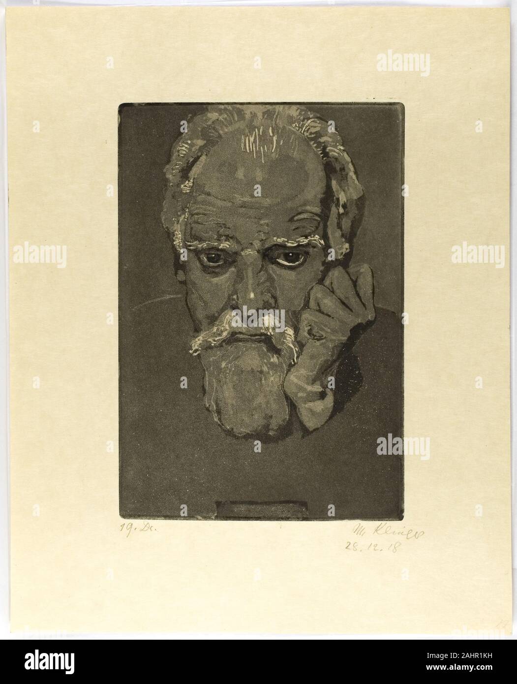 Max Klinger. Self-Portrait with Fist to Face. 1918. Germany. Aquatint on cream wove Japanese vellum Stock Photo