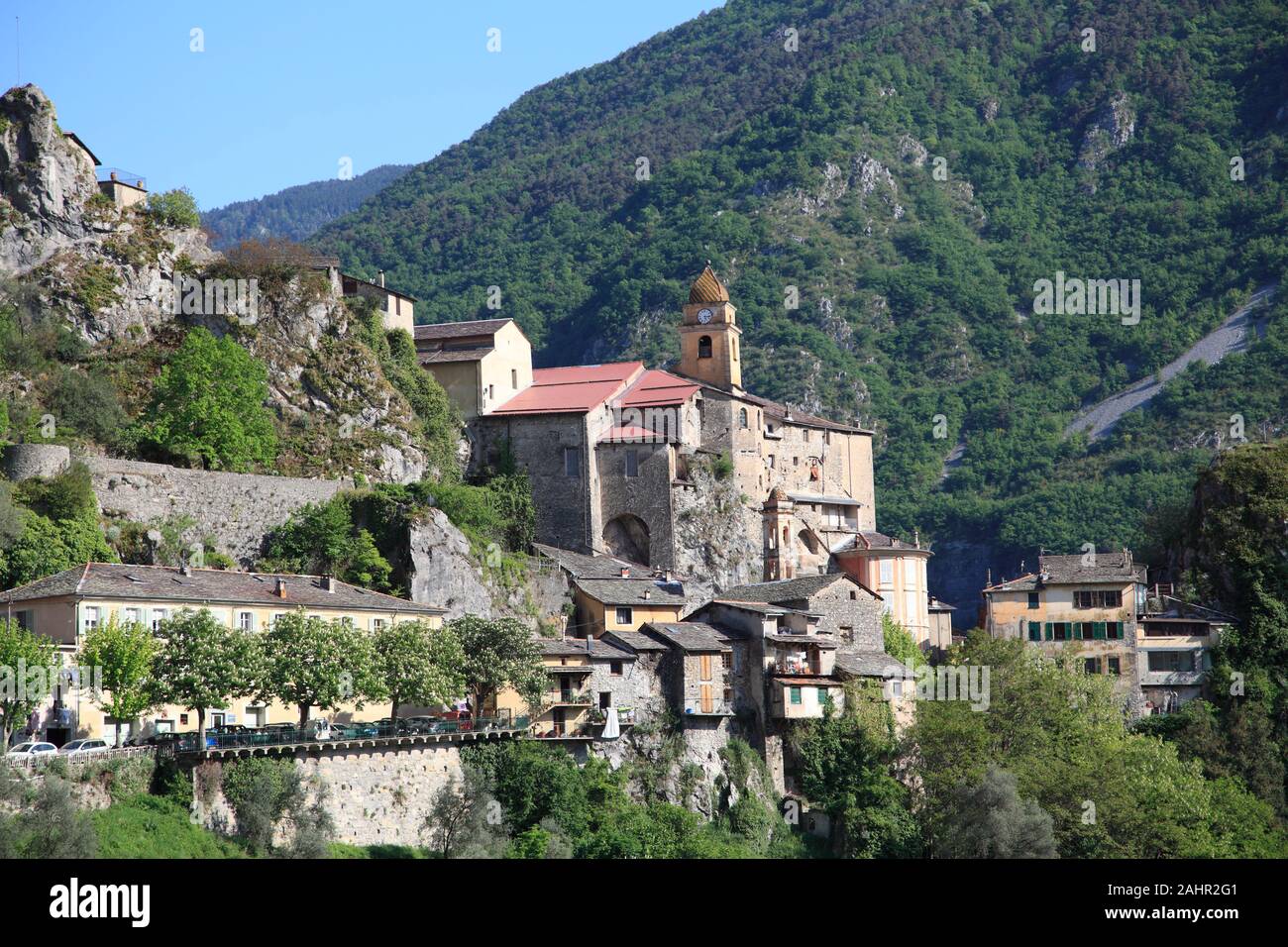 Saorge, Perched Medieval Village, Roya Valley, Alpes-Maritimes, Cote d'Azur, French Riviera, Provence, France, Europe Stock Photo