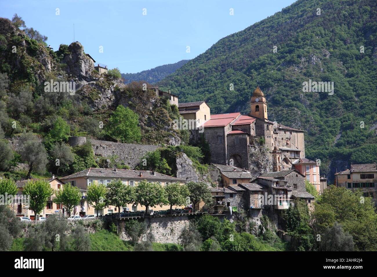 Saorge, Perched Medieval Village, Roya Valley, Alpes-Maritimes, Cote d'Azur, French Riviera, Provence, France, Europe Stock Photo