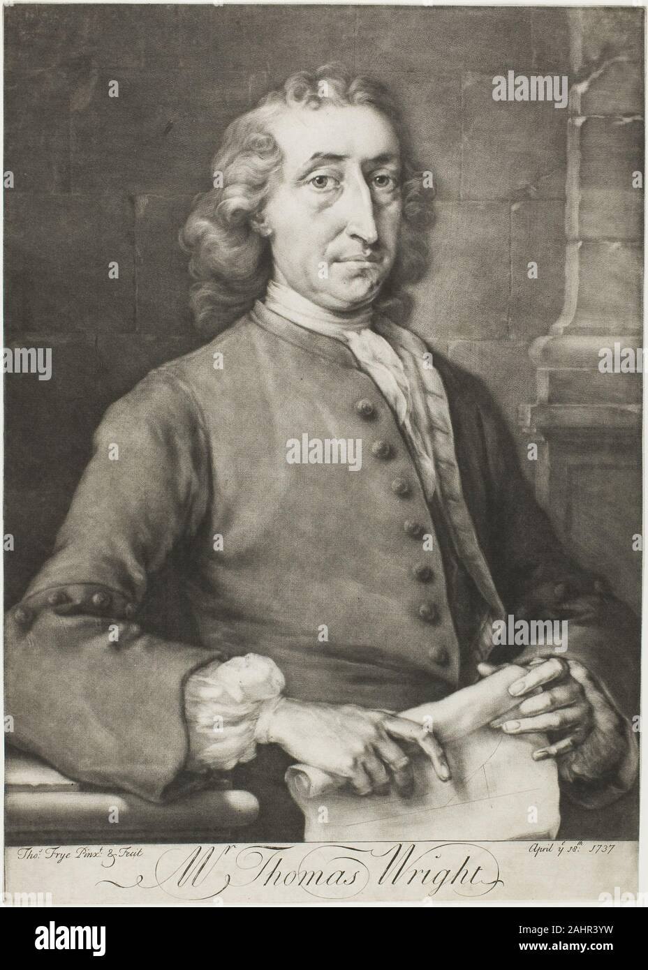 Mezzotint with some engraving on laid paper hires stock photography