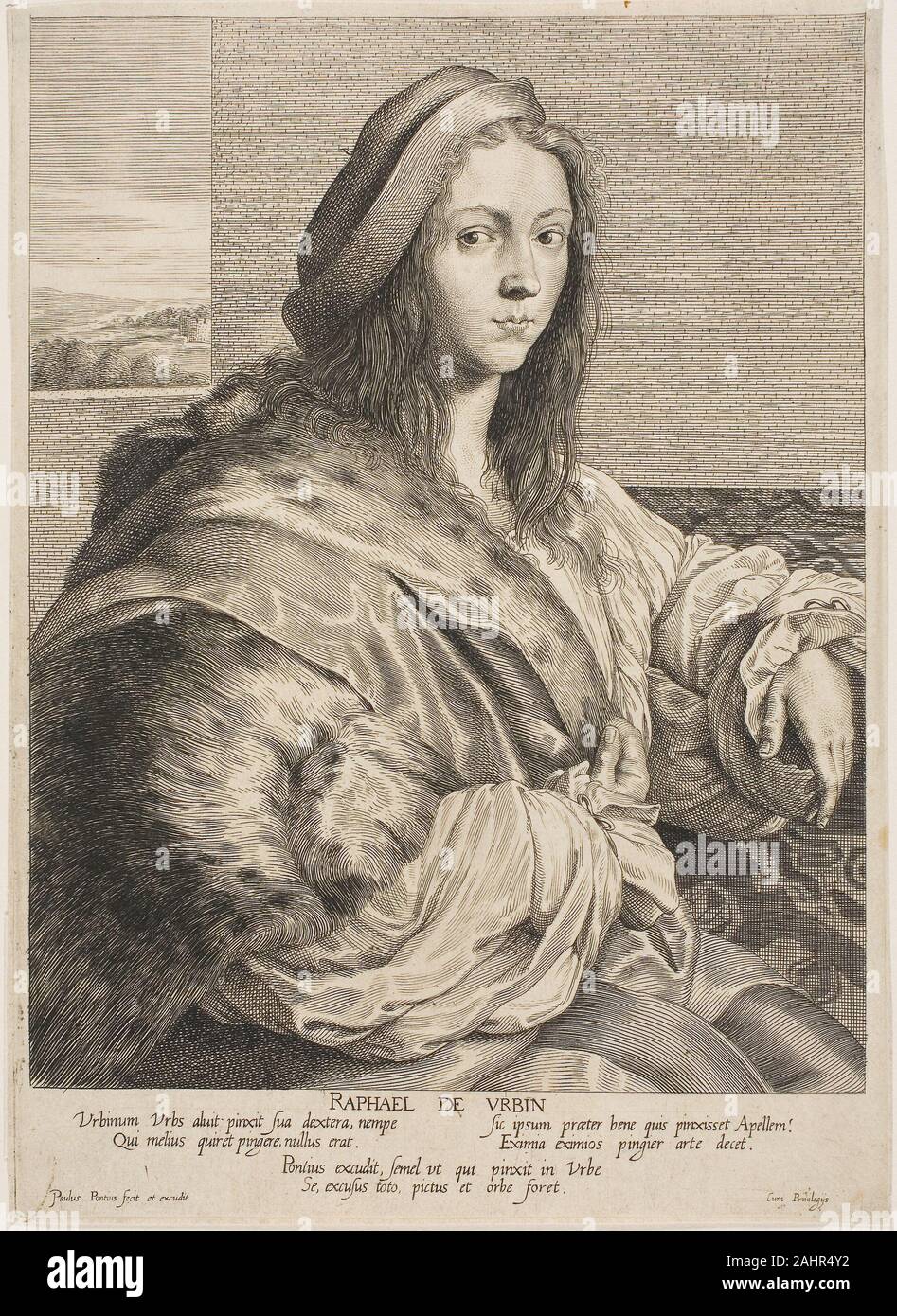 Paul Pontius. Portrait of Raphael. 1623–1658. Flanders. Engraving in black on paper Stock Photo