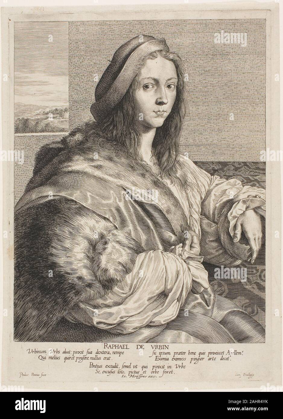 Paul Pontius. Portrait of Raphael. 1623–1658. Flanders. Engraving on paper Stock Photo