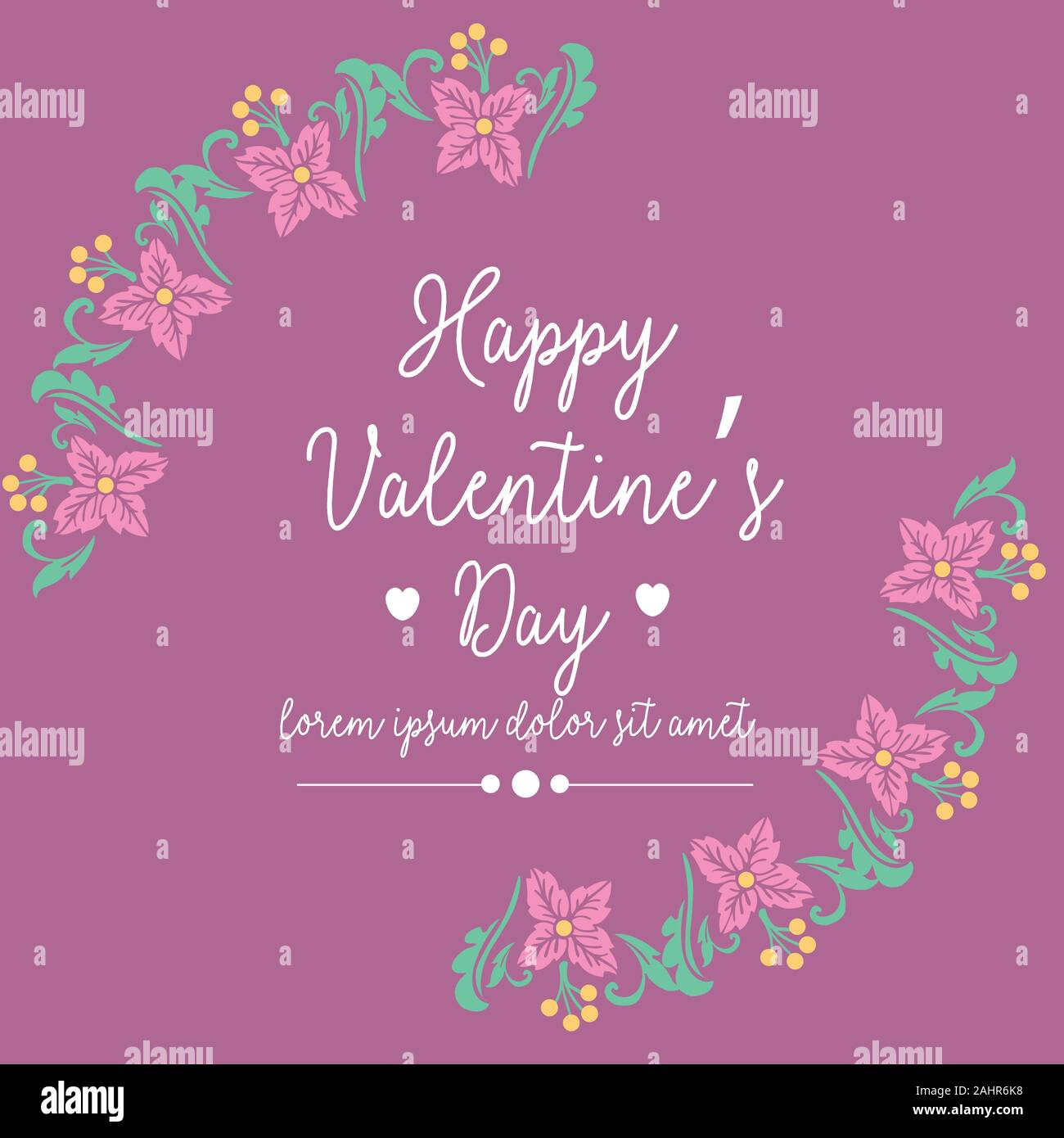 Elegant leaf and flower frame design, for happy valentine greeting card ...