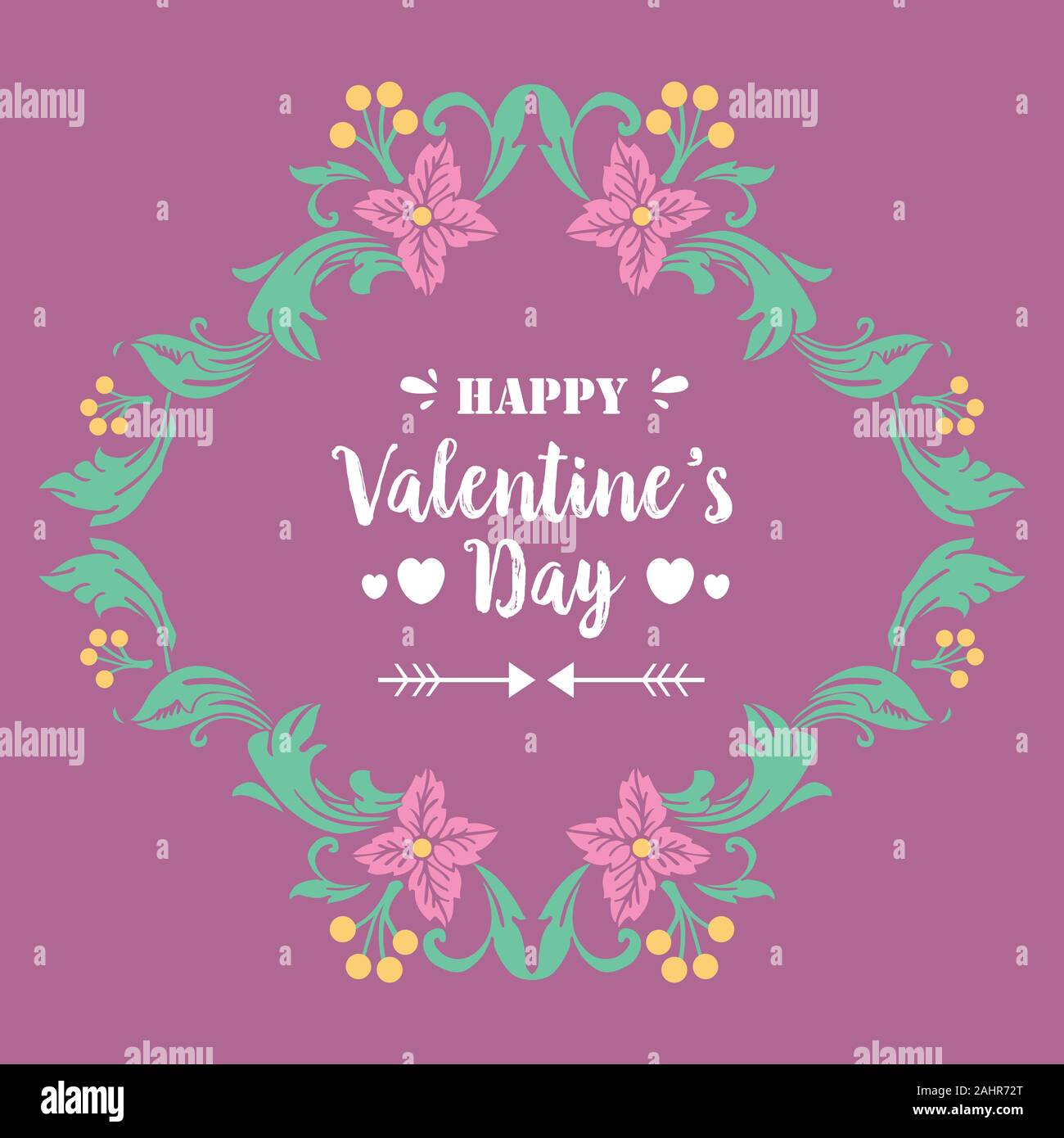 Elegant and romantic ornate pink floral frame, for happy valentine ...