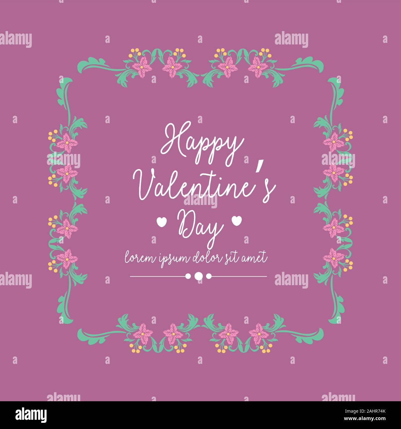 Elegant and romantic ornate pink floral frame, for happy valentine ...