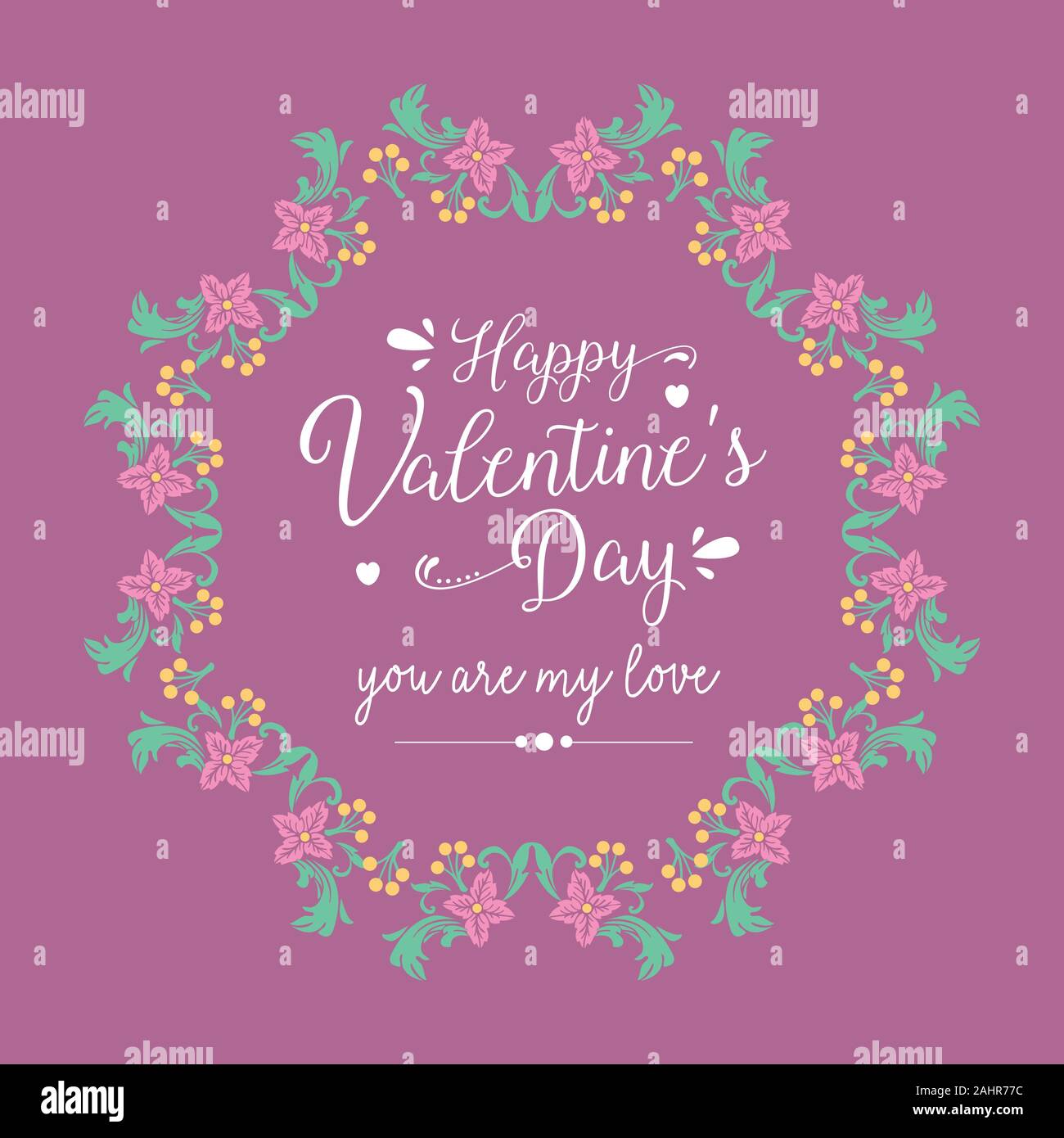 Elegant and romantic ornate pink floral frame, for happy valentine ...