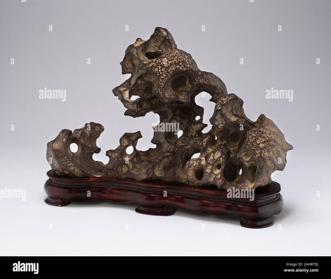 Scholar's Rock or Brushrest. 1701–1800. China. Stone (probably Lingbi stone) Stock Photo
