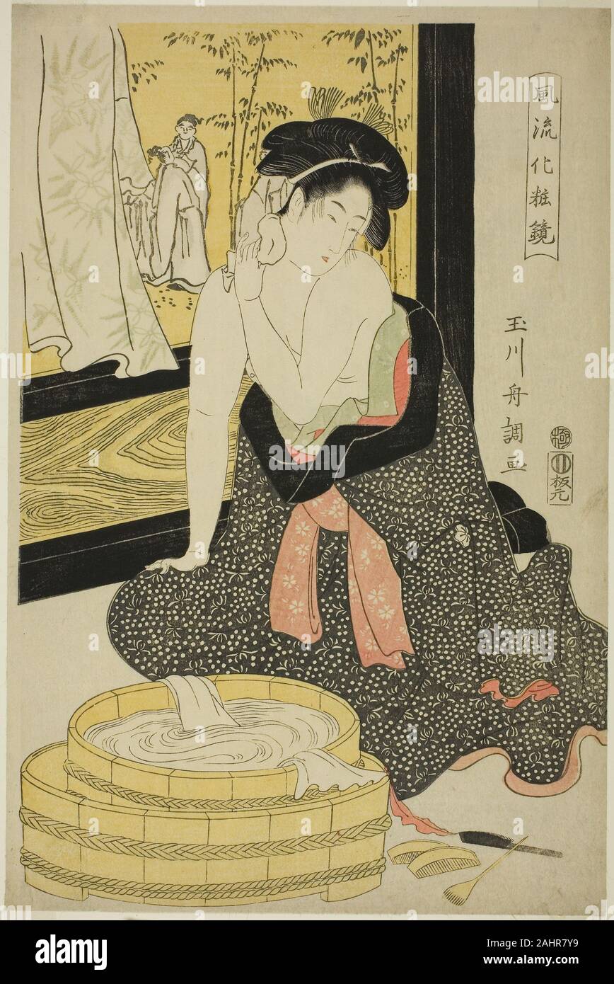 Tamagawa Shûchô. Mirror of Elegance (Furyu kesho kagami). 1700–1800. Japan. Color woodblock print; oban Stock Photo