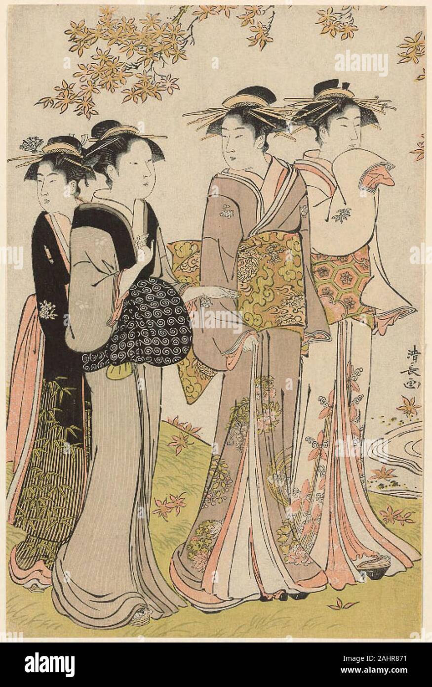 Torii Kiyonaga. Beauties Under a Maple Tree, from the series A ...