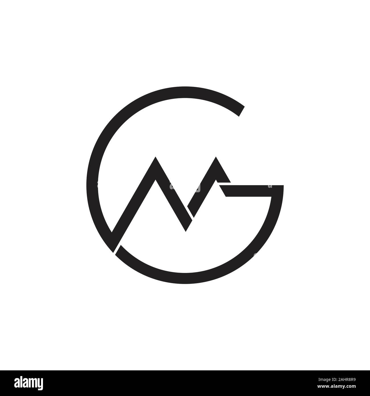 GM Letter Logo Design with Black Smoke., Stock vector