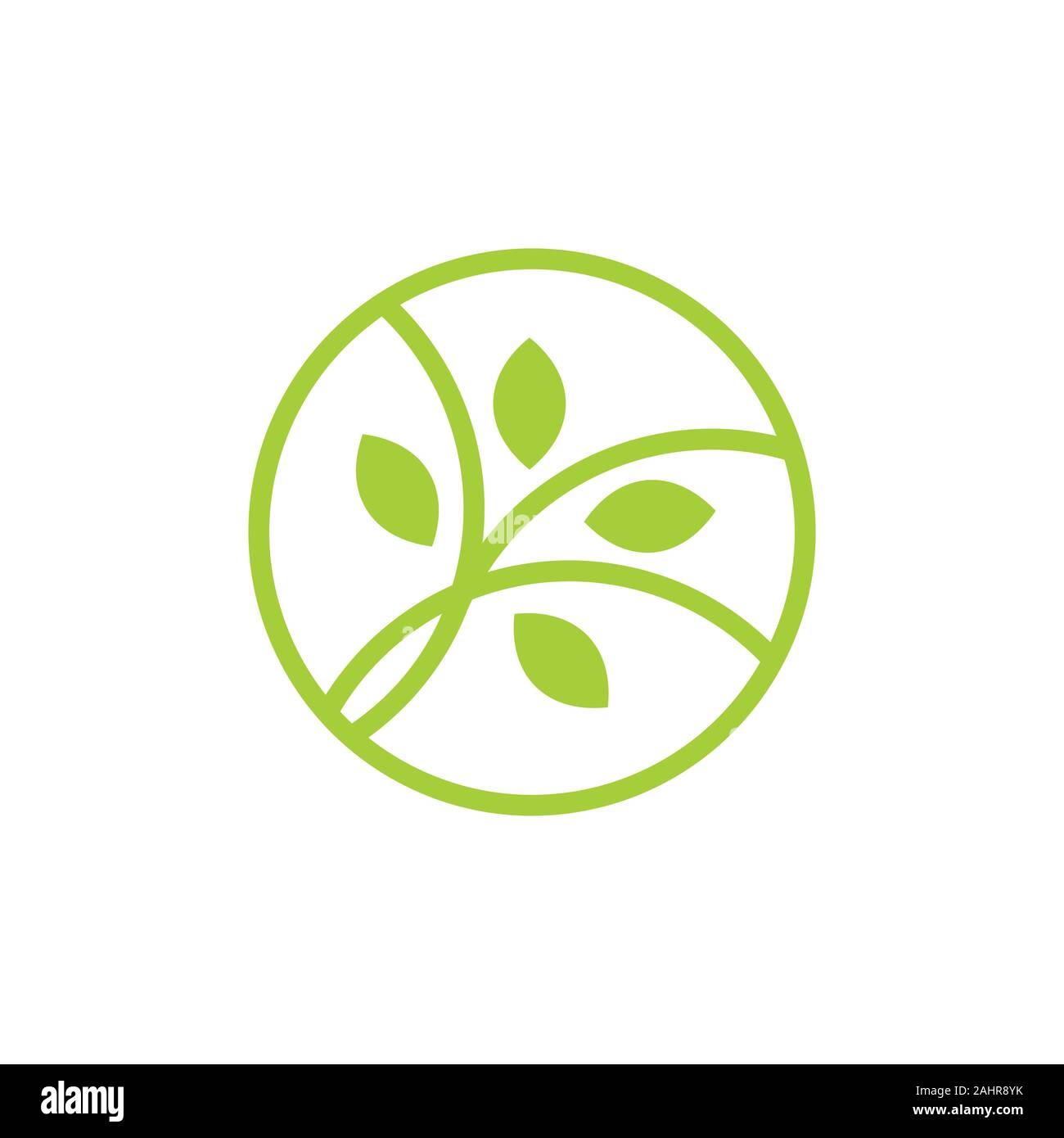 circle geometric line leaf plant clear logo vector Stock Vector