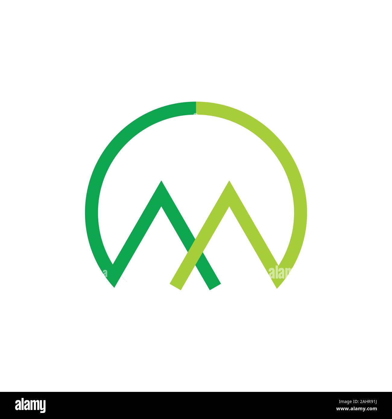 letter m linked green mountain logo vector Stock Vector