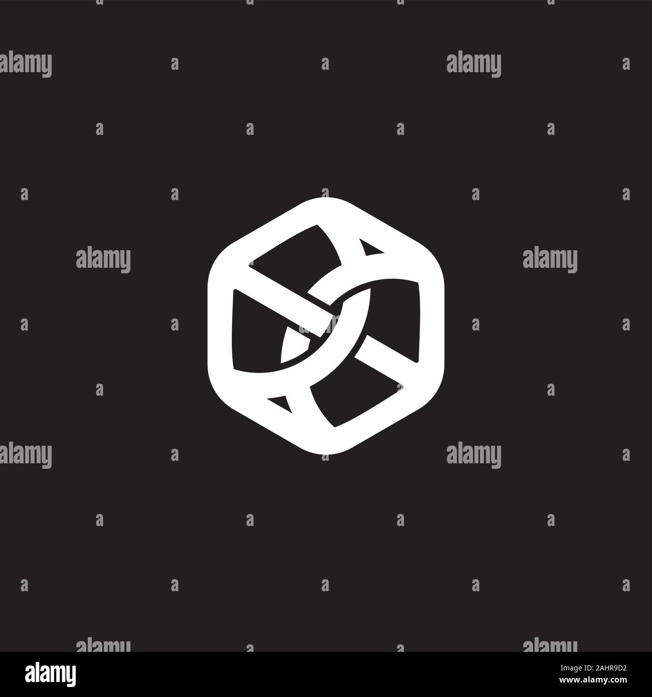 linked wires hexagonal design symbol logo vector Stock Vector