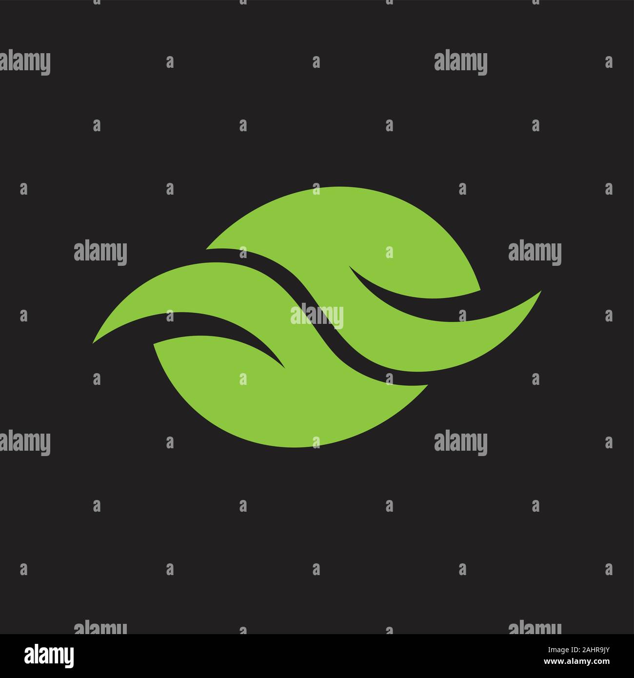 linked geometric leaf curves logo vector Stock Vector