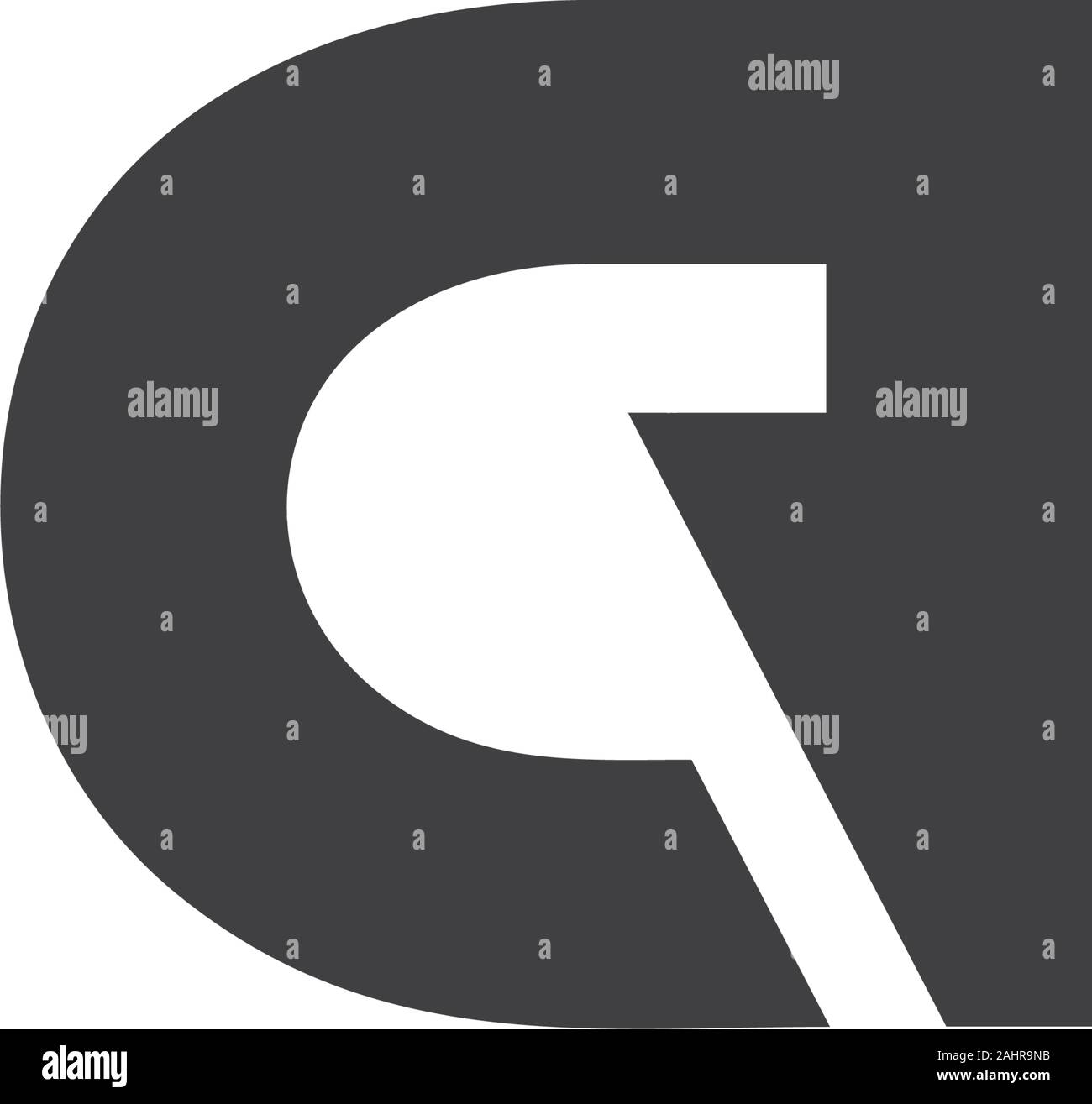 letter cq abstract negative space logo Stock Vector