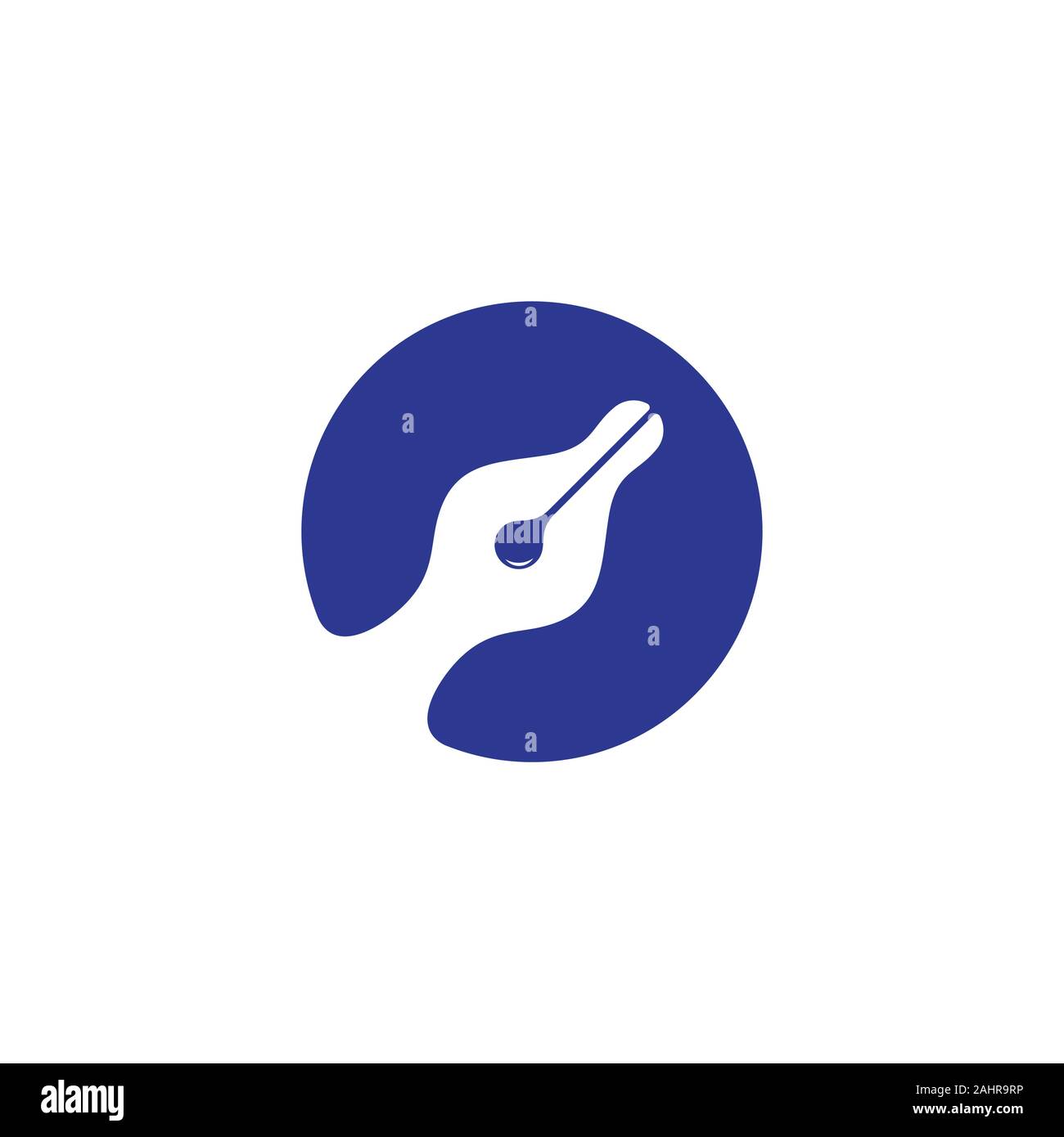 pen writer curves circle silhouette design vector Stock Vector