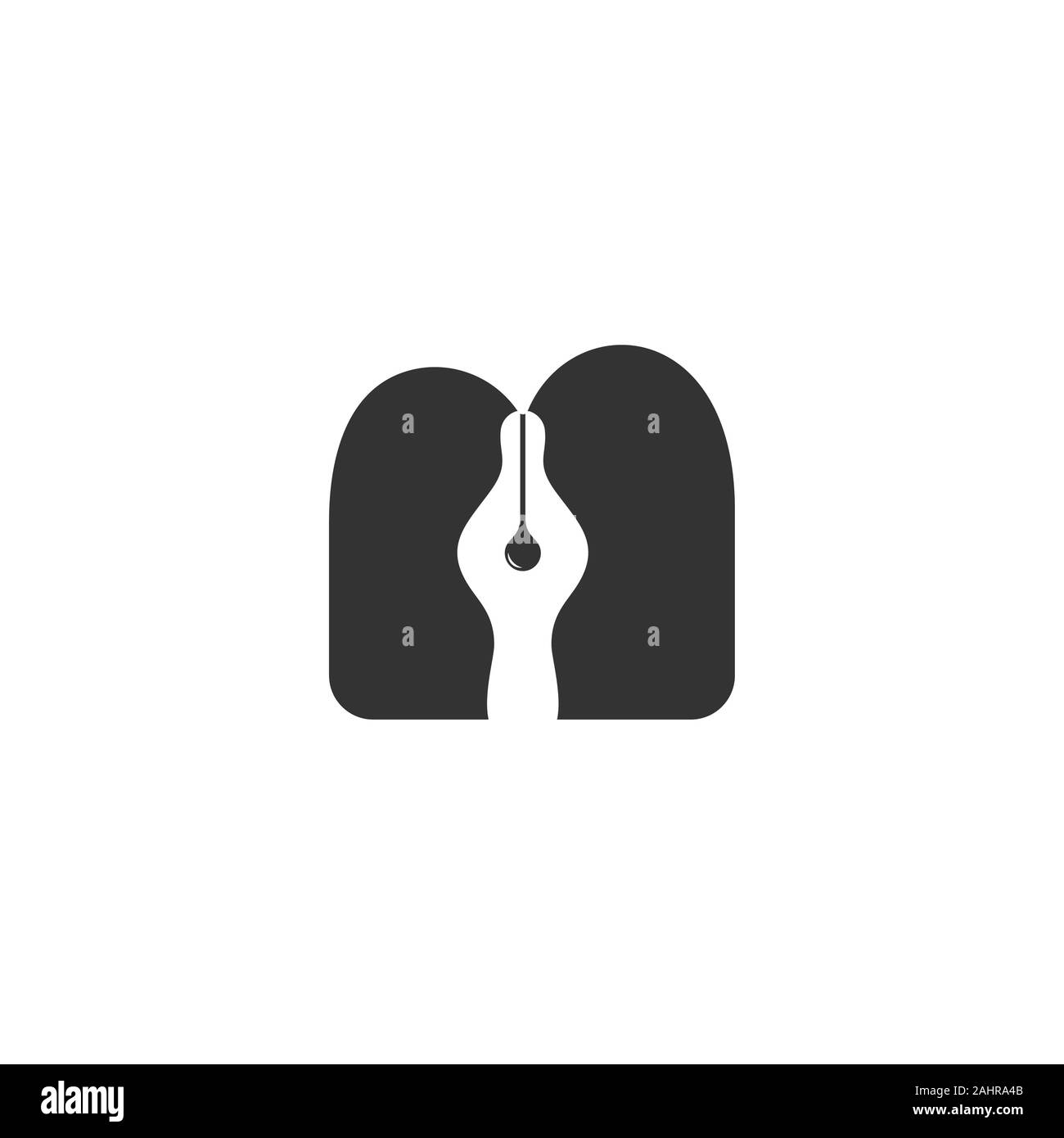 letter m pen writer negative space design symbol vector Stock Vector