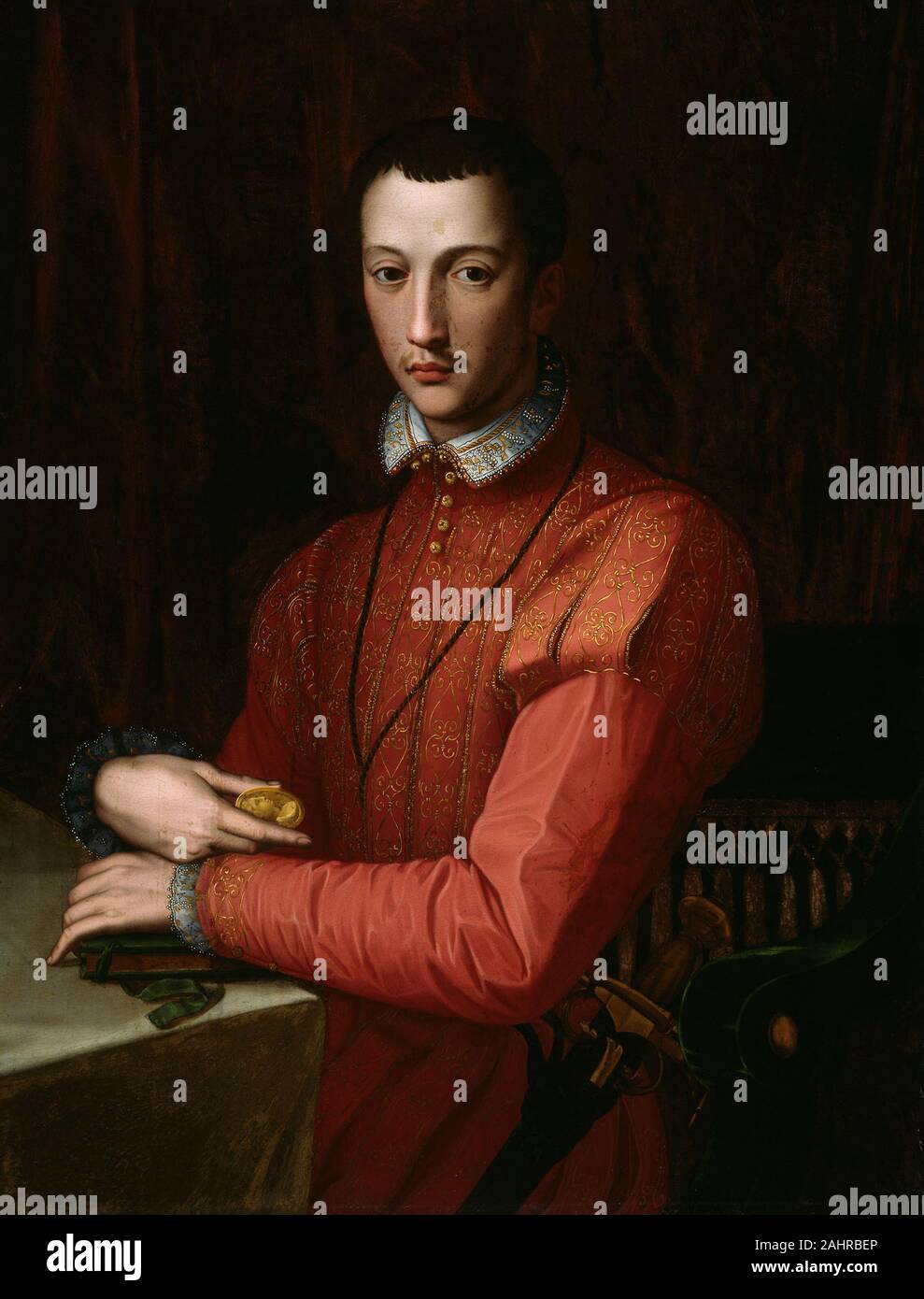 Alessandro Allori. Francesco de' Medici. 1555–1565. Italy. Oil on panel (poplar) Stock Photo