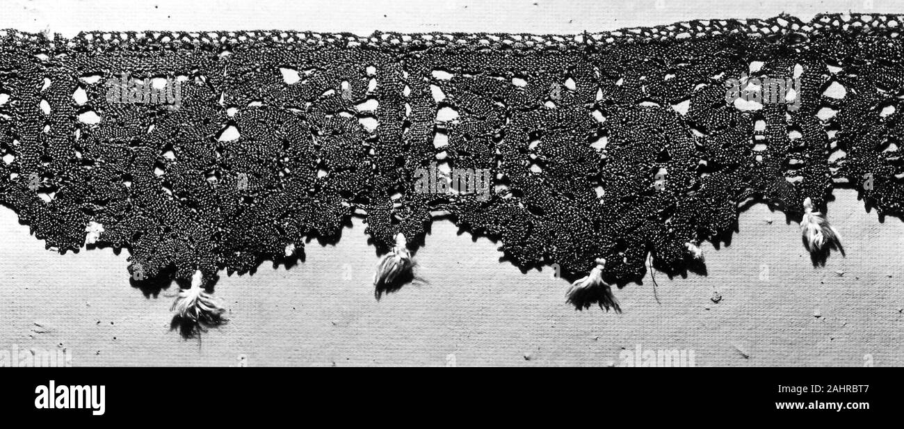 Two Borders. 1701–1750. Hungary. Silk, bobbin part lace with knotted tassels Stock Photo