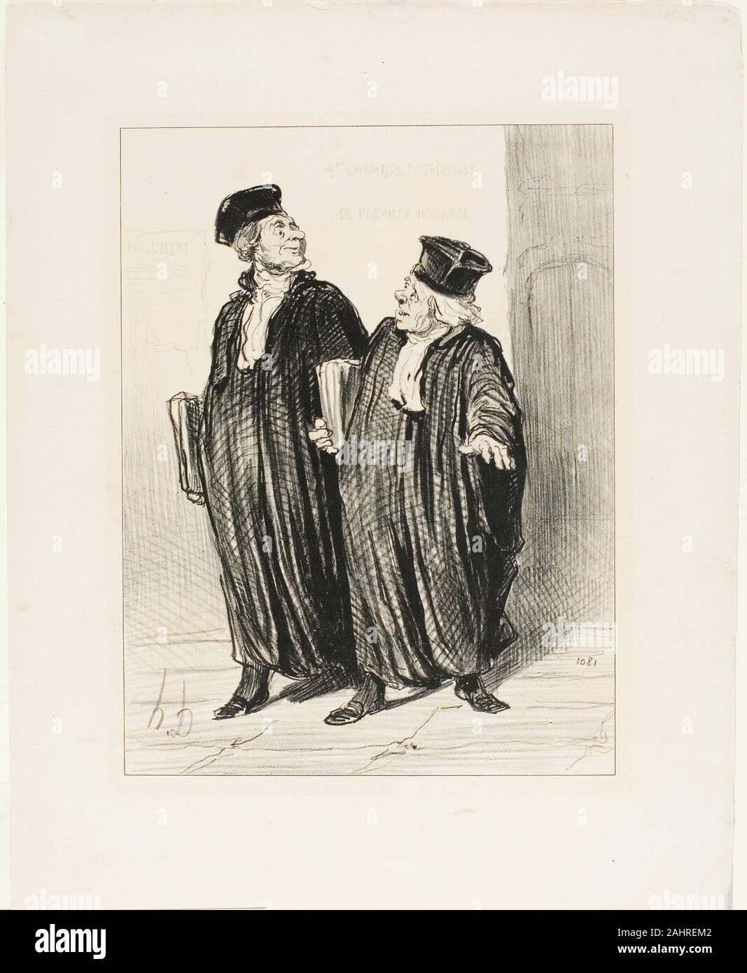 Honoré-Victorin Daumier. “- Finally we obtained the division of property between husband and wife... - about time, there was no more money left to divide,” plate 3 from Les Avocats Et Les Plaideurs. 1851. France. Lithograph in black on white wove paper Stock Photo