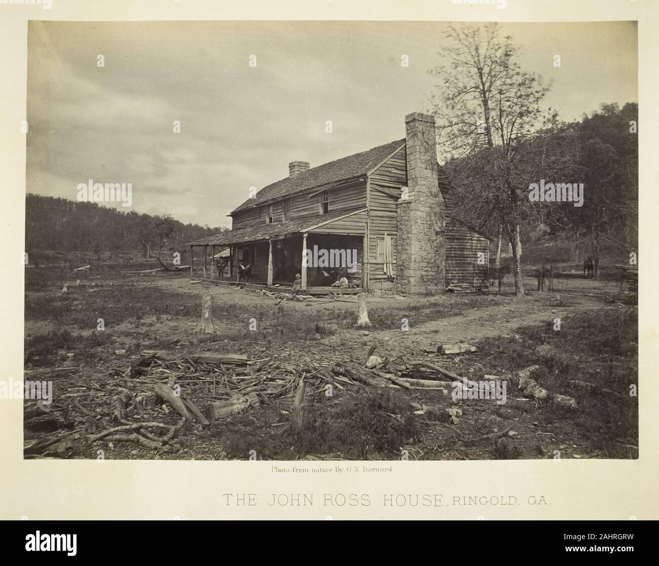 George N. Barnard. The John Ross House, Ringold, GA. 1866. United States. Albumen print, plate 16 from the album Photographic Views of the Sherman Campaign (1866) Stock Photo