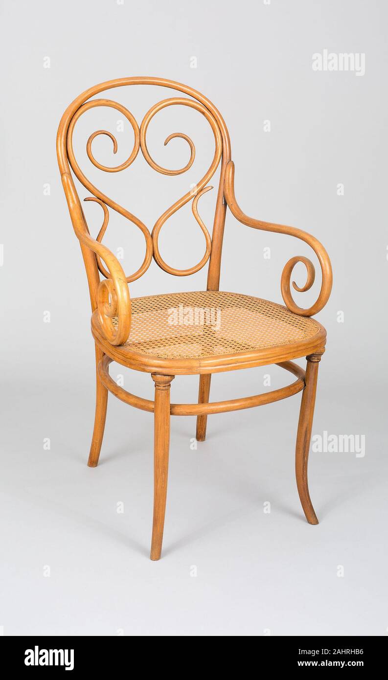 Michael Thonet (Designer). Armchair. 1855–1865. Austria. Bentwood, caning Stock Photo