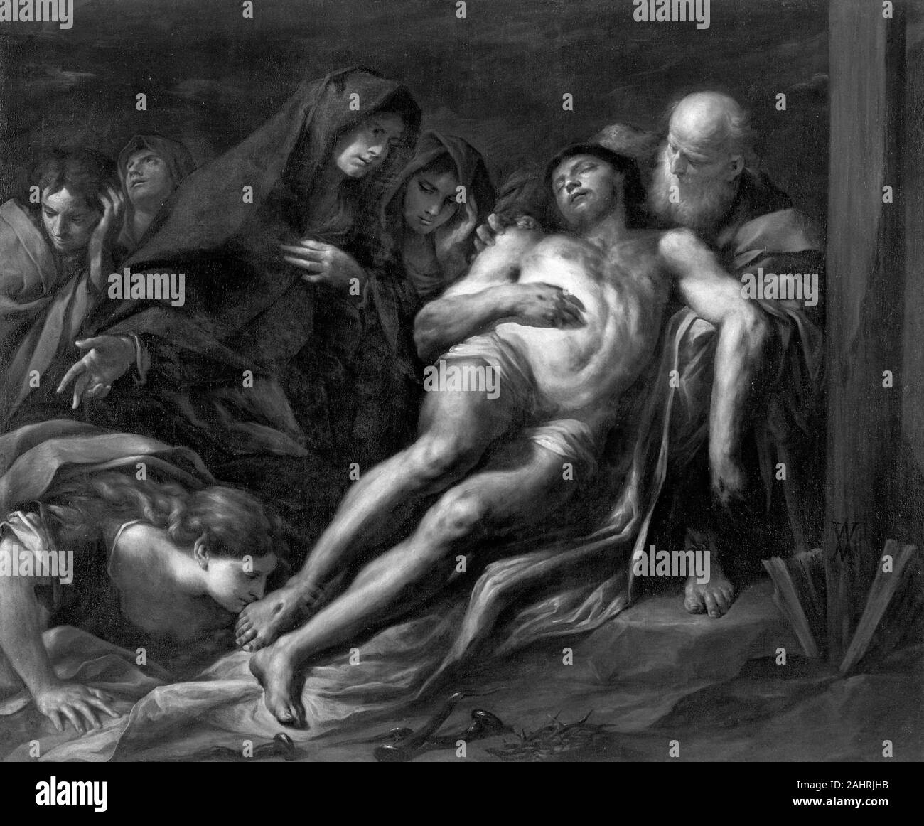 Andrea Vaccaro. The Lamentation. 1652. Italy. Oil on canvas Stock Photo