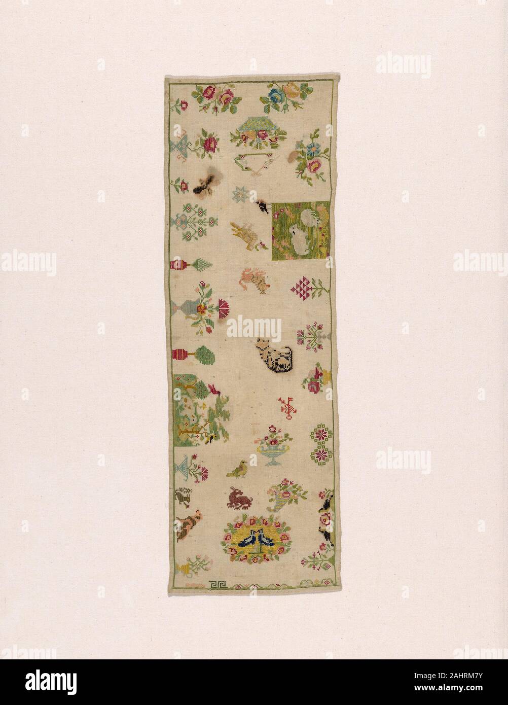 Sampler. 18251875. México. Cotton, plain weave; embroidered with silk