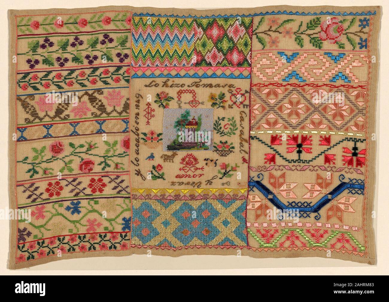 Sampler. 1849. México. Cotton, plain weave; cut and drawn work
