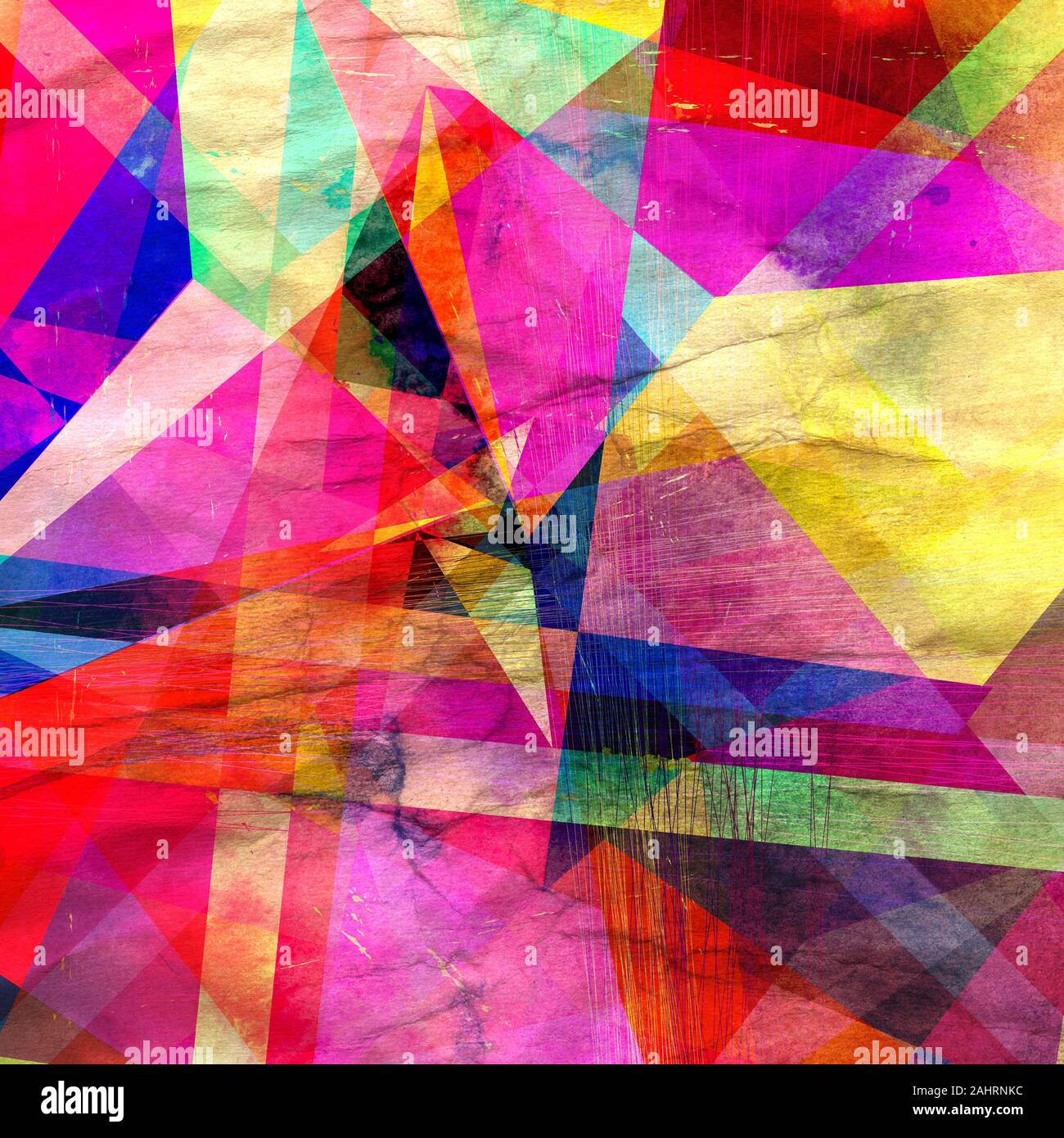 Watercolor abstract colorful background with geometry elements ...