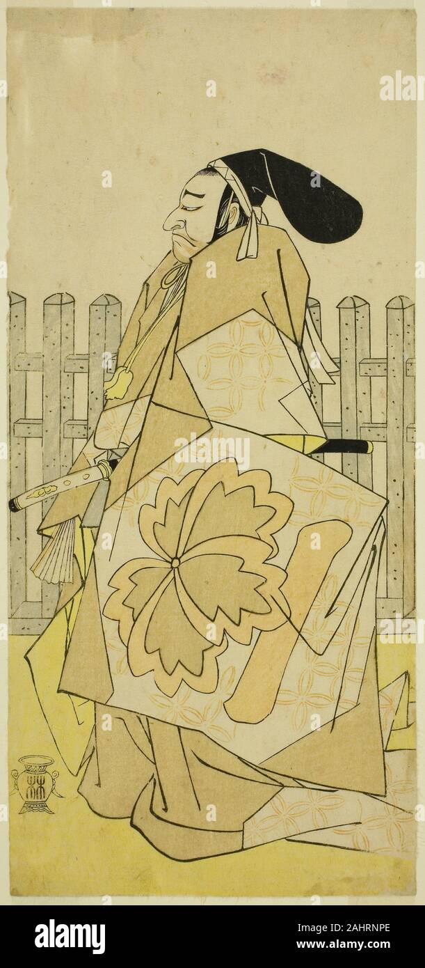 Katsukawa Shunsho. The Actor Nakayama Kojuro VI as Ko no Moronao in the Play Kanadehon Chushingura, Performed at the Nakamura Theater in the Fifth Month, 1786. 1781–1791. Japan. Color woodblock print; hosoban Stock Photo