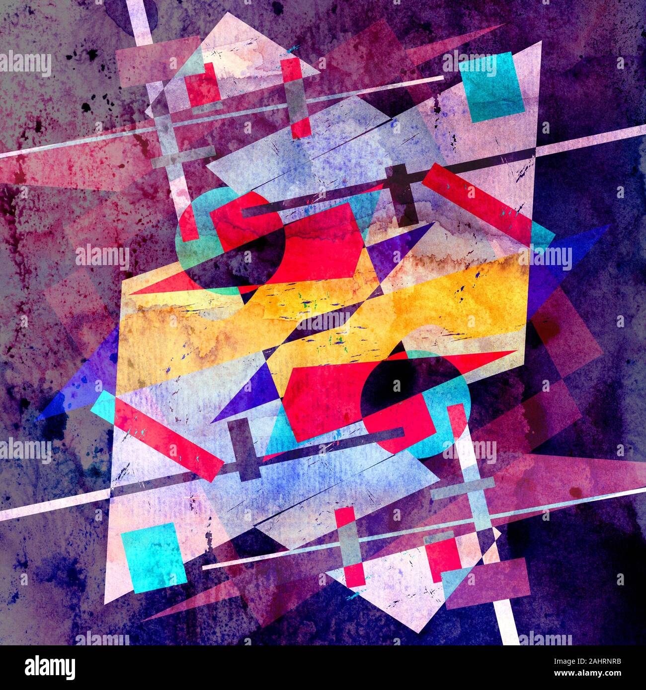 Watercolor abstract colorful background with geometry elements ...