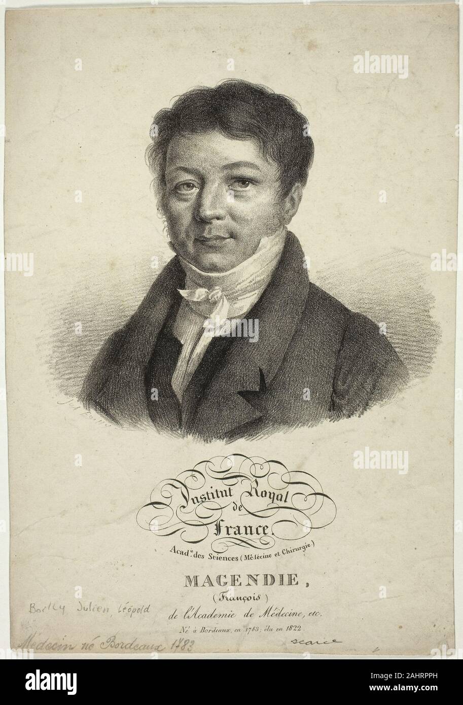 Jules Boilly. Portrait of François Magendie. 1817–1827. France. Lithograph in black on ivory wove paper Stock Photo
