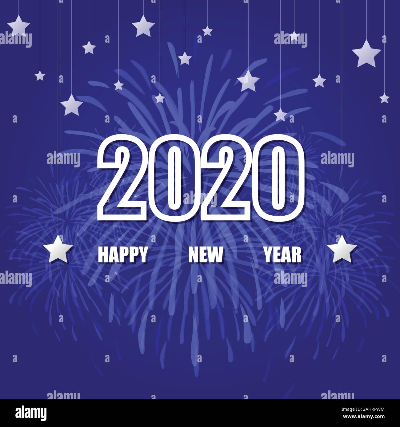 Happy new year 2020 with firework background, stock vector Stock Vector