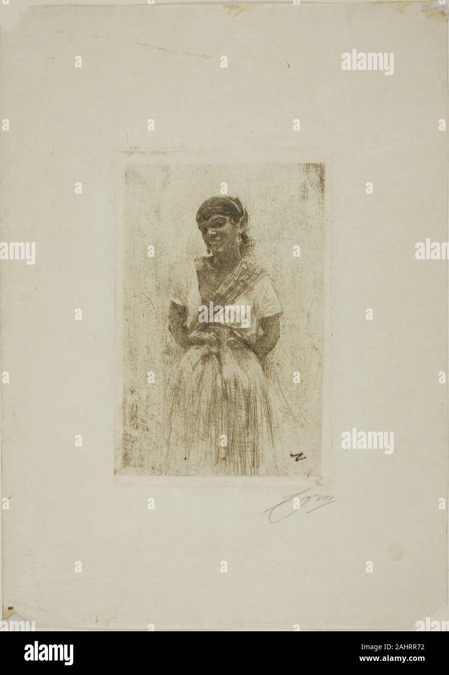 Anders Zorn. Pepita. 1883. Sweden. Etching on ivory wove paper Stock Photo