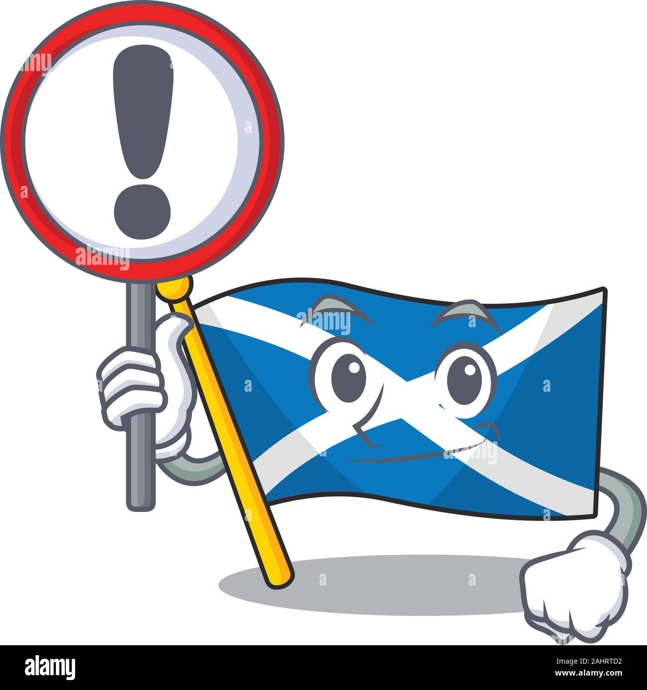 Cartoon design of flag scotland Scroll raised up a sign Stock Vector