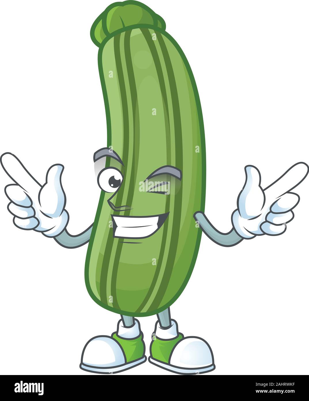 Funny zucchini cartoon character style with Wink eye Stock Vector Image