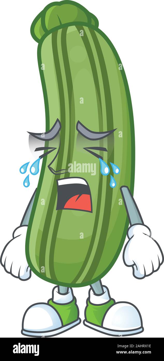 Sad Crying gesture zucchini cartoon character style Stock Vector Image ...