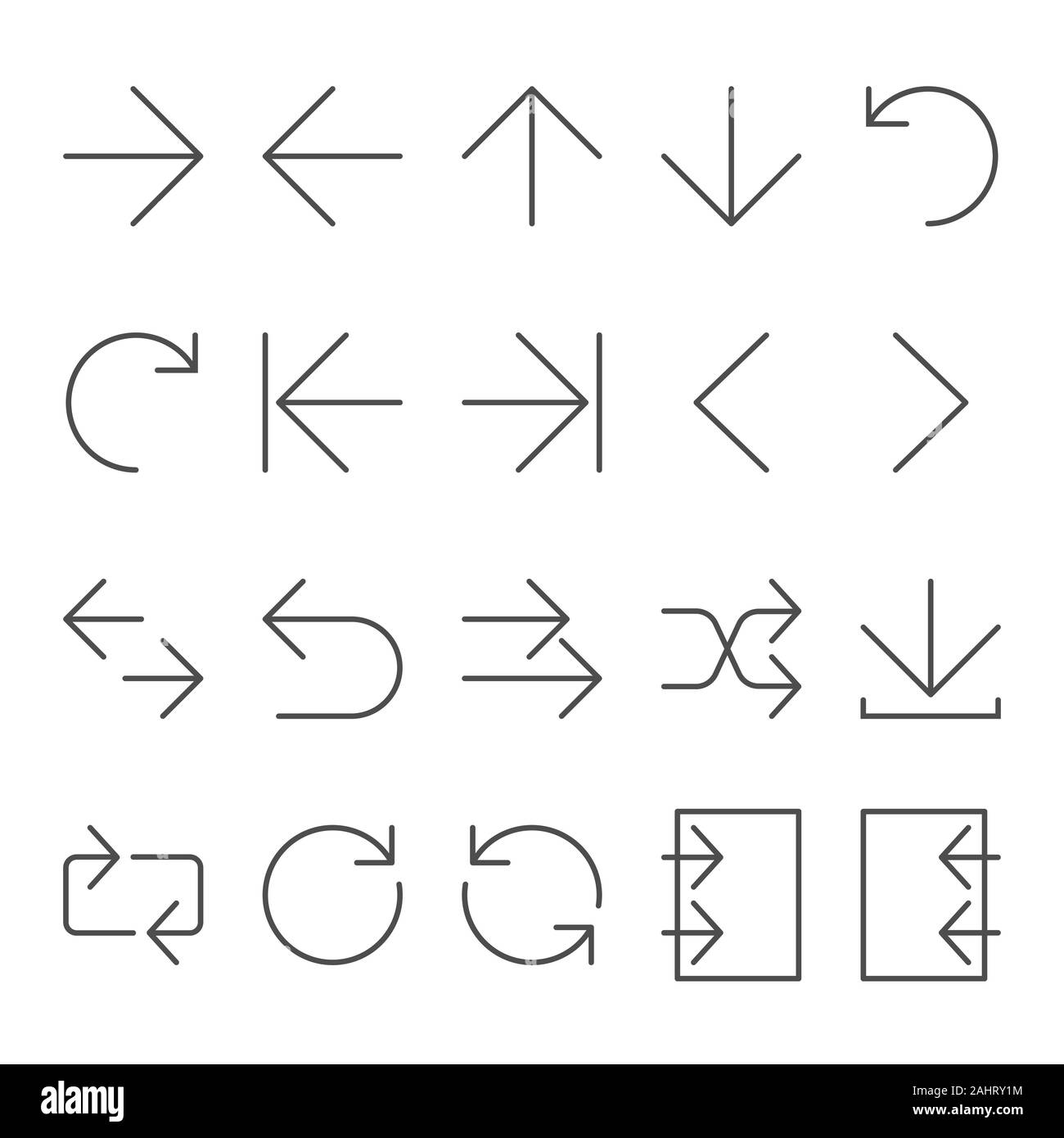 Arrow vector icon set in thin line style, for website and app. Editable stroke Stock Vector